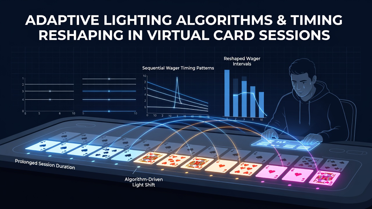 Adaptive lighting effects in a virtual card table environment showing dynamic color shifts during gameplay