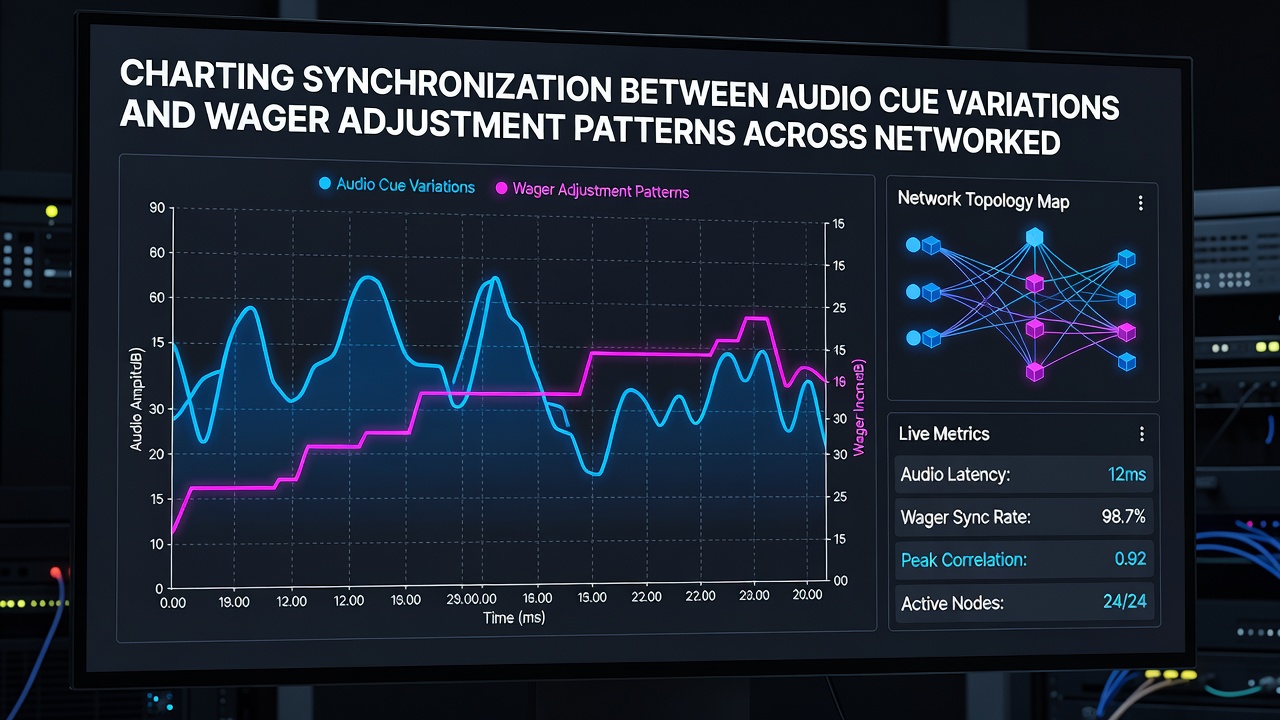 Data visualization charts showing audio frequency peaks aligned with wager adjustment timelines across slot networks