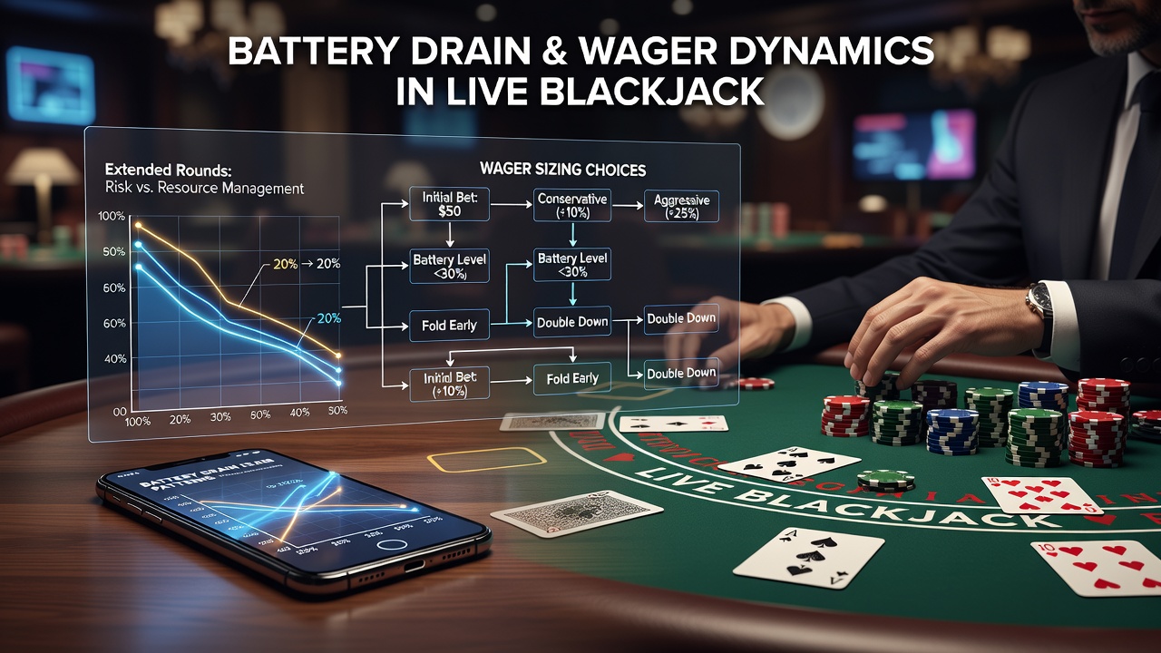 Handheld device showing battery level during a live blackjack session on a mobile app interface