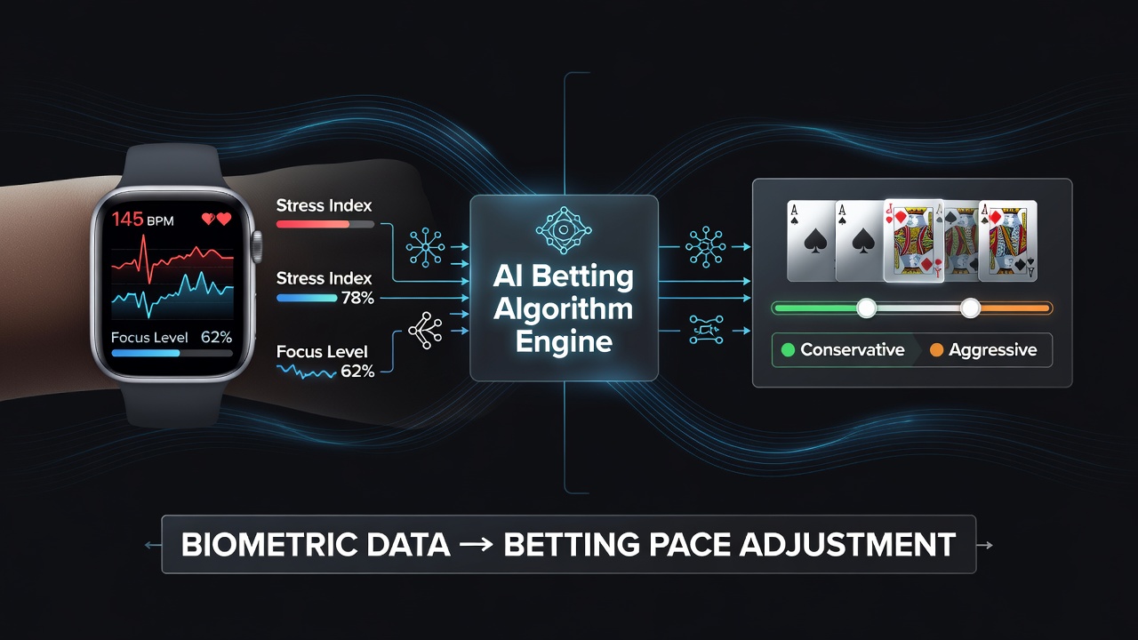 Dashboard interface showing real-time biometric overlays and pace adjustment metrics for virtual card game operators
