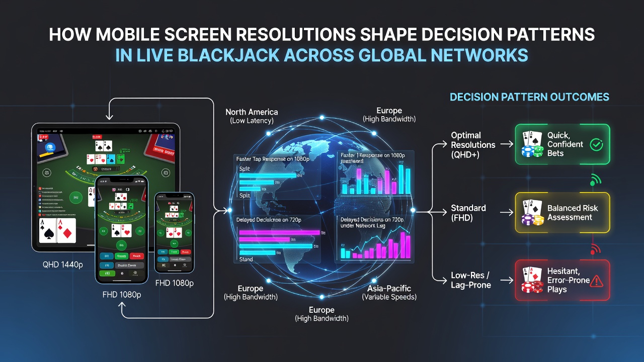 Comparison of live blackjack interface clarity on different mobile screen resolutions showing card visibility differences