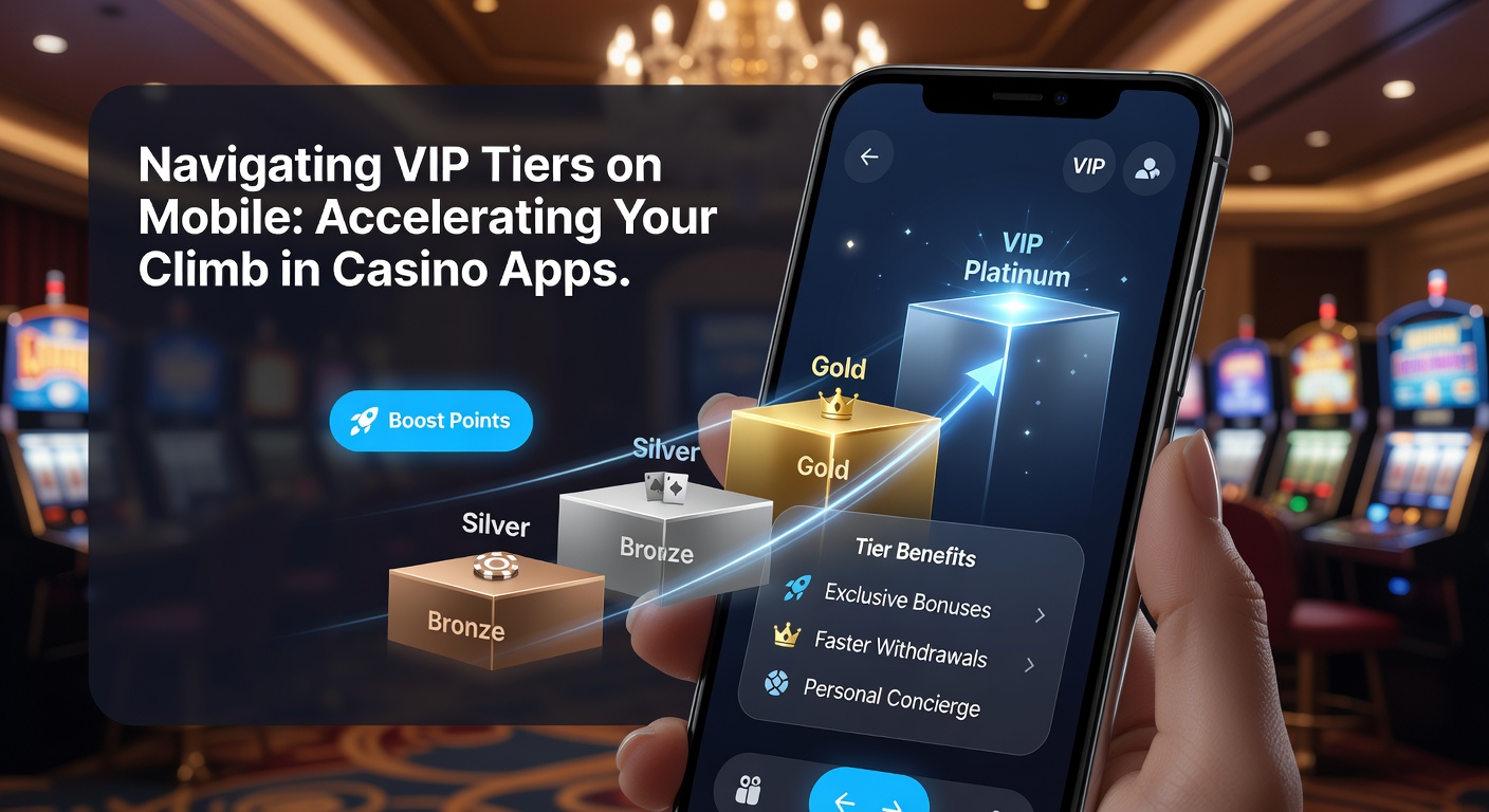 Infographic showing VIP tier pyramid on a mobile app, with icons for rewards like cashback percentages, free spins, and personal manager access at each level